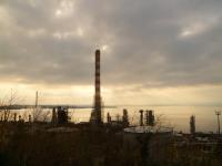 Dimnjak visine 125 m - Rijeka, postavljanje skele i pokretne platforme